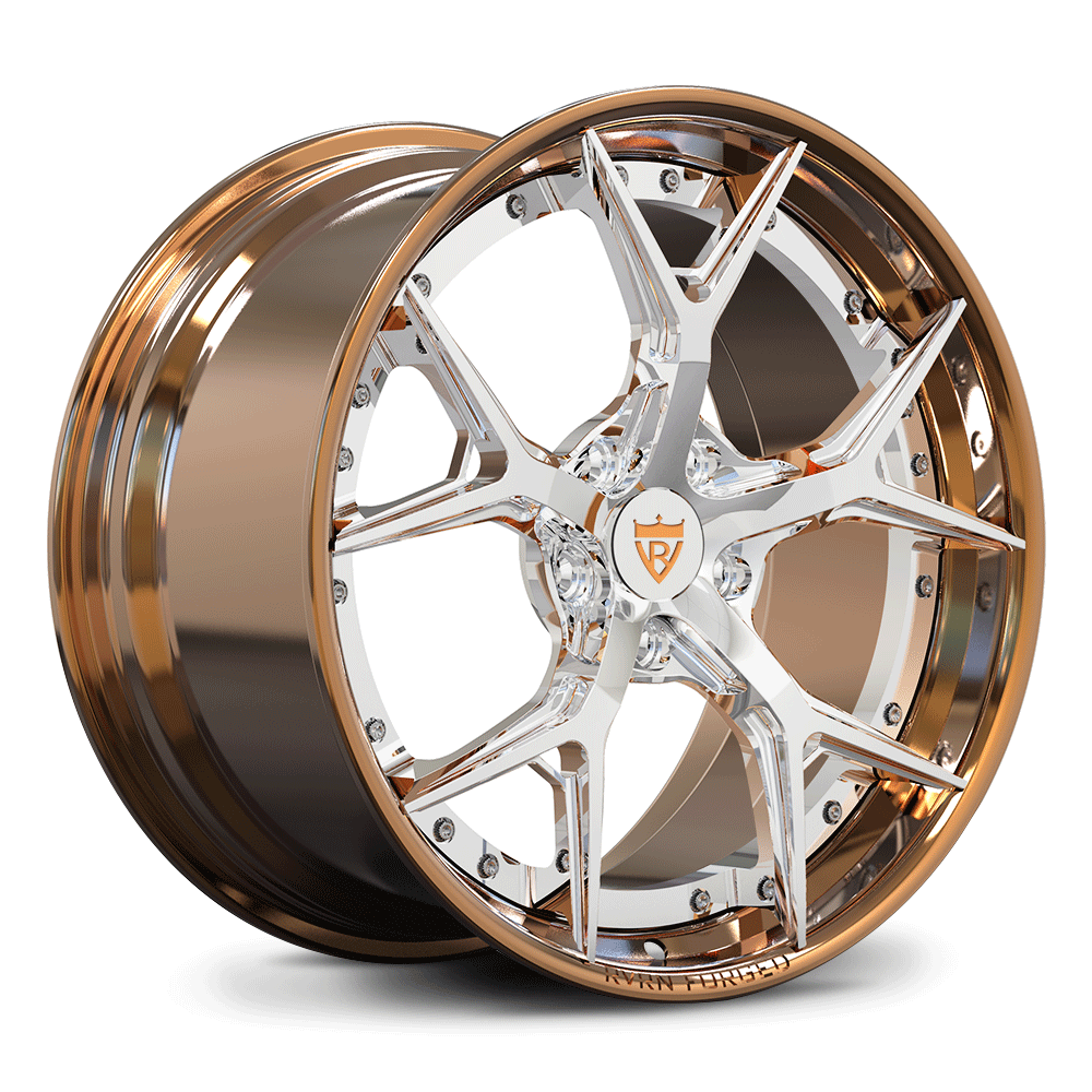 Custom forged 2-piece wheels in bronze and chrome finish, designed for C6 Corvette aftermarket applications.