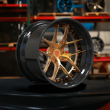BMW M4 custom wheels, deep dish and concave step lip custom forged 2-piece rims with carbon fiber lip