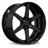 Custom forged 2-piece 6 spoke wheels RV-DF14 in sleek black finish for Ford F-150 performance trucks.