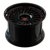 Custom forged black chrome 2-piece deep dish wheel designed for C7 Corvette aftermarket use.