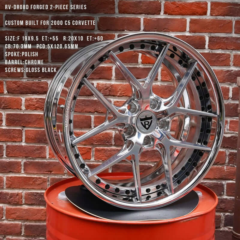 2000 Corvette C3 custom forged 2pc wheels-chrome and polish aftermarket 19inch staggered rims