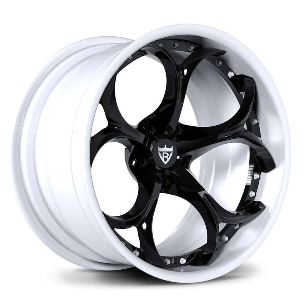 Custom 2 piece forged wheel RV-DS016 in black and white, ideal for Corvette C8 aftermarket rims.