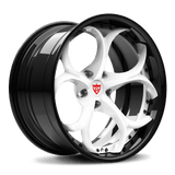 Custom forged 2 piece wheel RV-DS016 with a sleek black and white design suitable for Corvette C8 aftermarket rims.