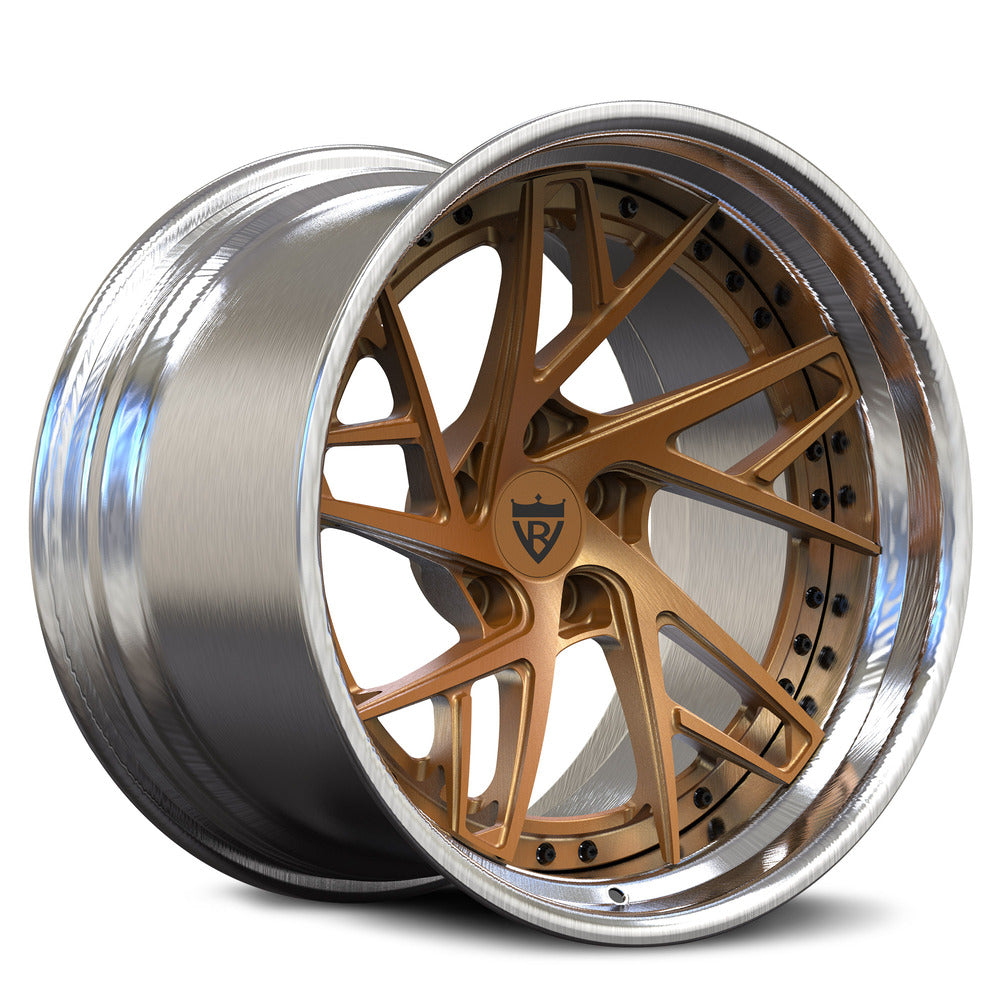 Custom 2-piece forged deep concave wheel, bronze finish, designed for Pontiac Trans Am and Firebird.