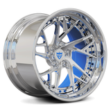 Custom forged deep dish wheel RV-DS74 with aggressive concave design and blue accents, perfect for Pontiac Trans Am.