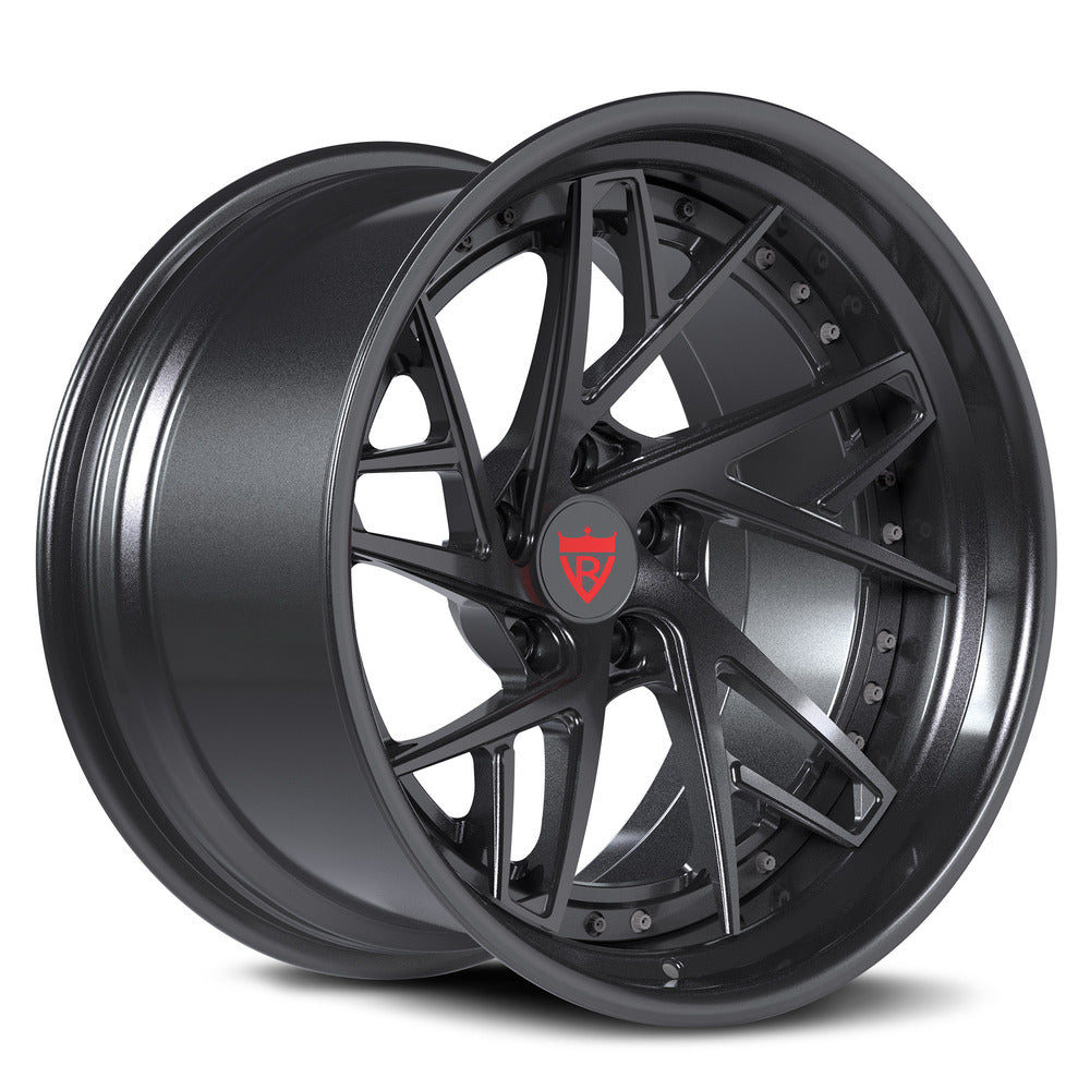 Custom 2-piece forged concave deep dish wheel RV-DS74 in sleek black finish, perfect for Pontiac Trans Am and Firebird.