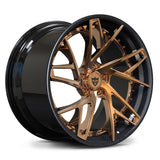 Custom 2-piece forged wheel RV-DS74, featuring bronze accents and a sleek design for Tesla Model Y performance wheels.
