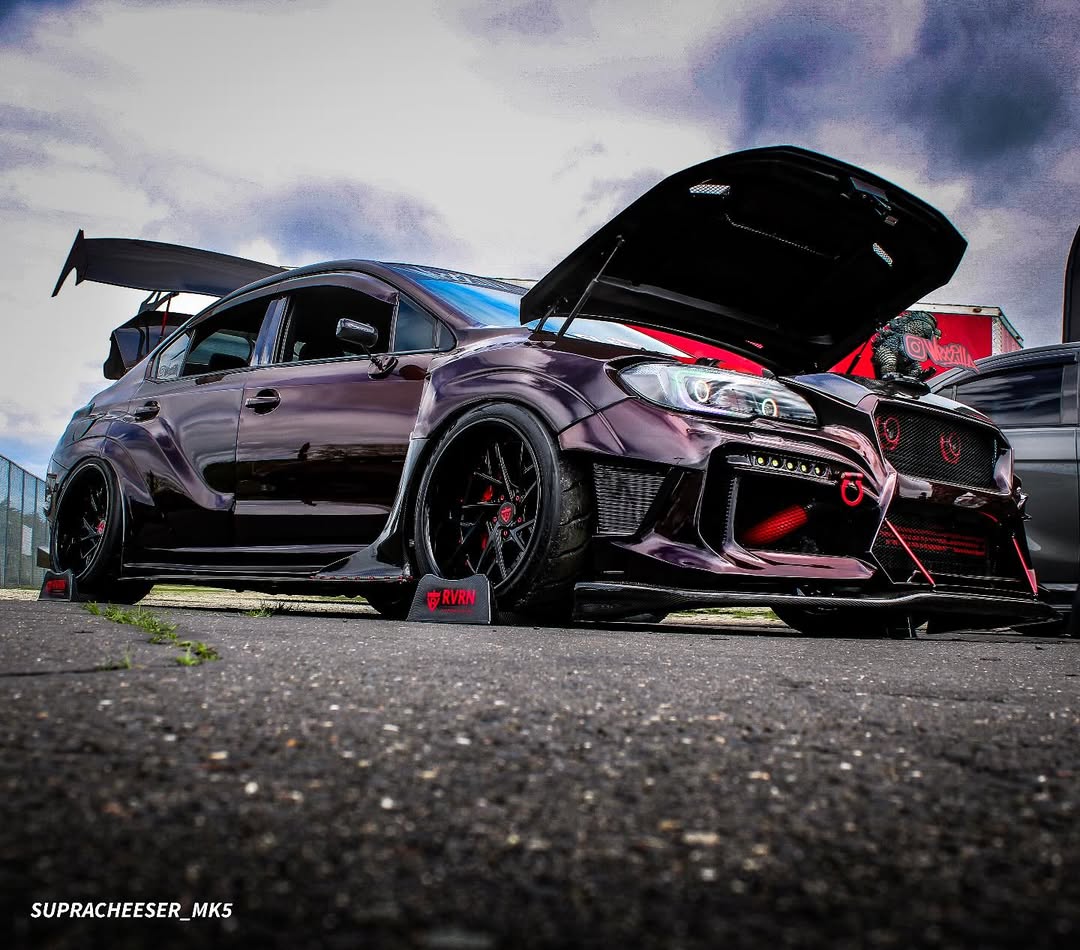 2017 Subaru WRX STI sitting on a set of super deep dish 19inch JDM custom wheels RV-DS74