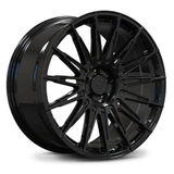 Custom forged monoblock wheel in sleek black finish, designed for Acura MDX with max concavity and compatibility.