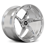 Custom forged 5 spoke chrome wheel for Porsche 911, featuring a unique design for performance and style.