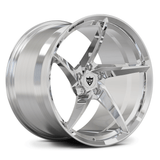 Custom forged 5 spoke chrome wheel for Porsche 911, showcasing sleek design and precision engineering.