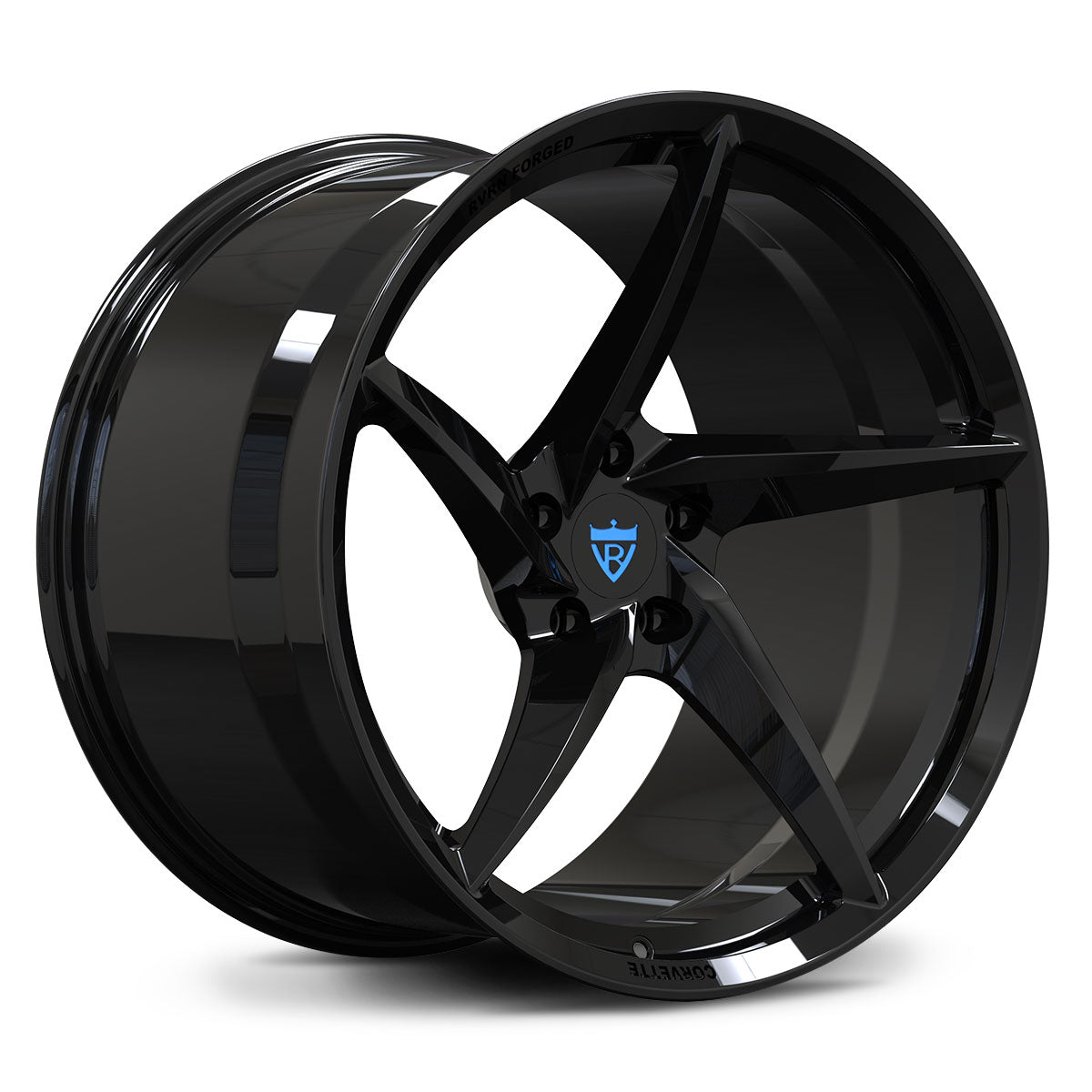 Custom forged 1-piece 5 spoke black wheel for Porsche 911 aftermarket rims, showcasing sleek design and durability.