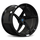 Custom forged 1-piece 5 spoke black wheel for Porsche 911 aftermarket rims, showcasing sleek design and durability.