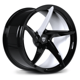 CUSTOM FORGED 5 SPOKE MONOBLOCK SUPER CONCAVE WHEELS: RV-MC35 in black finish for dodge challenger custom wheels.