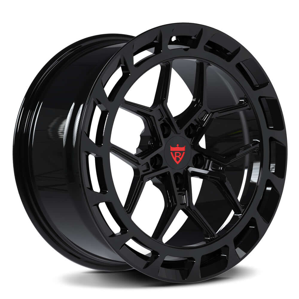 CUSTOM FORGED MONOBLOCK WHEELS RV-MD01 in glossy black finish, featuring concave Y-spoke design for Audi enthusiasts.