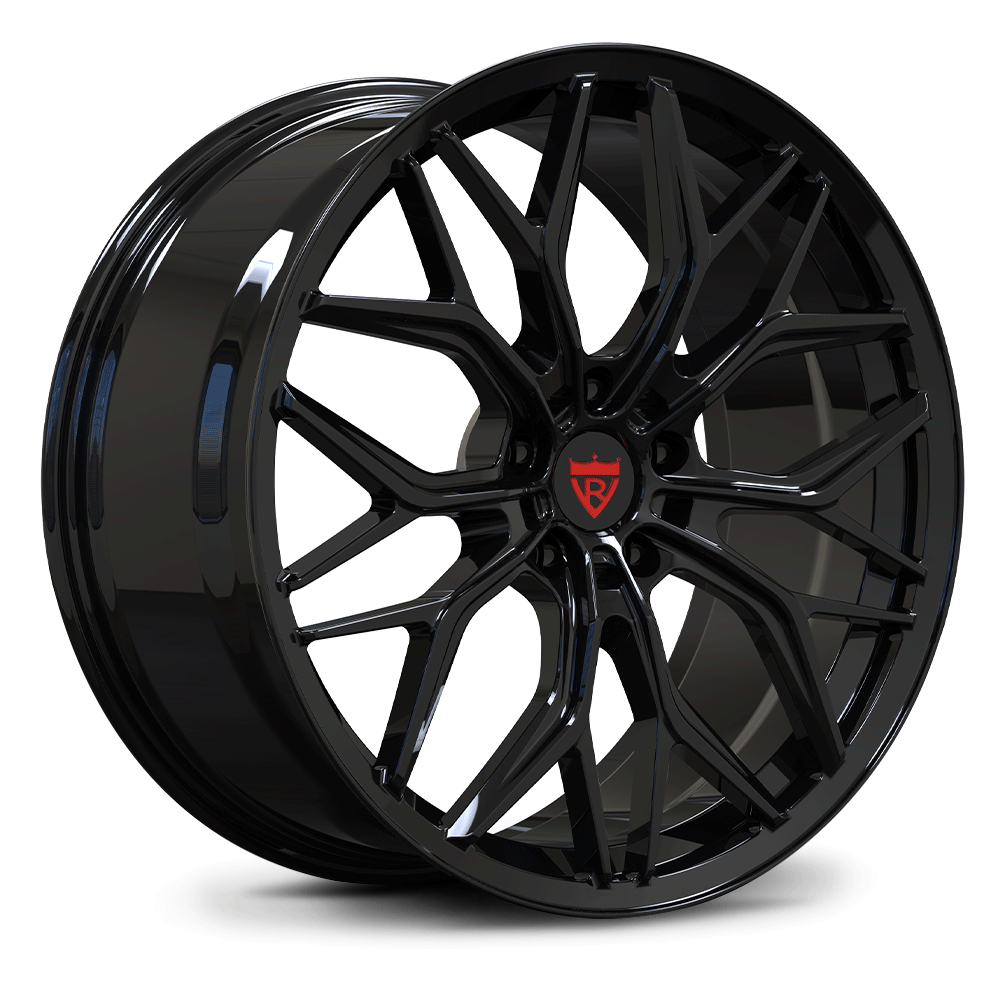 Custom forged black monoblock wheel for Dodge Durango, featuring intricate spoke design and perfect fit for 22 inch options.