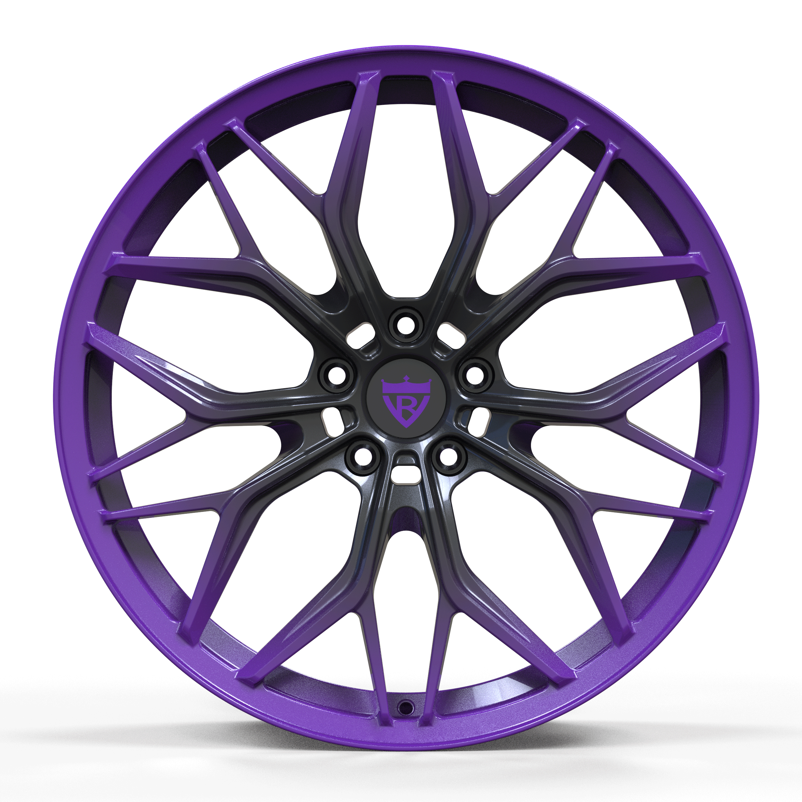 Custom forged monoblock wheel in purple and black, perfect for Dodge Durango 22-inch custom wheels.