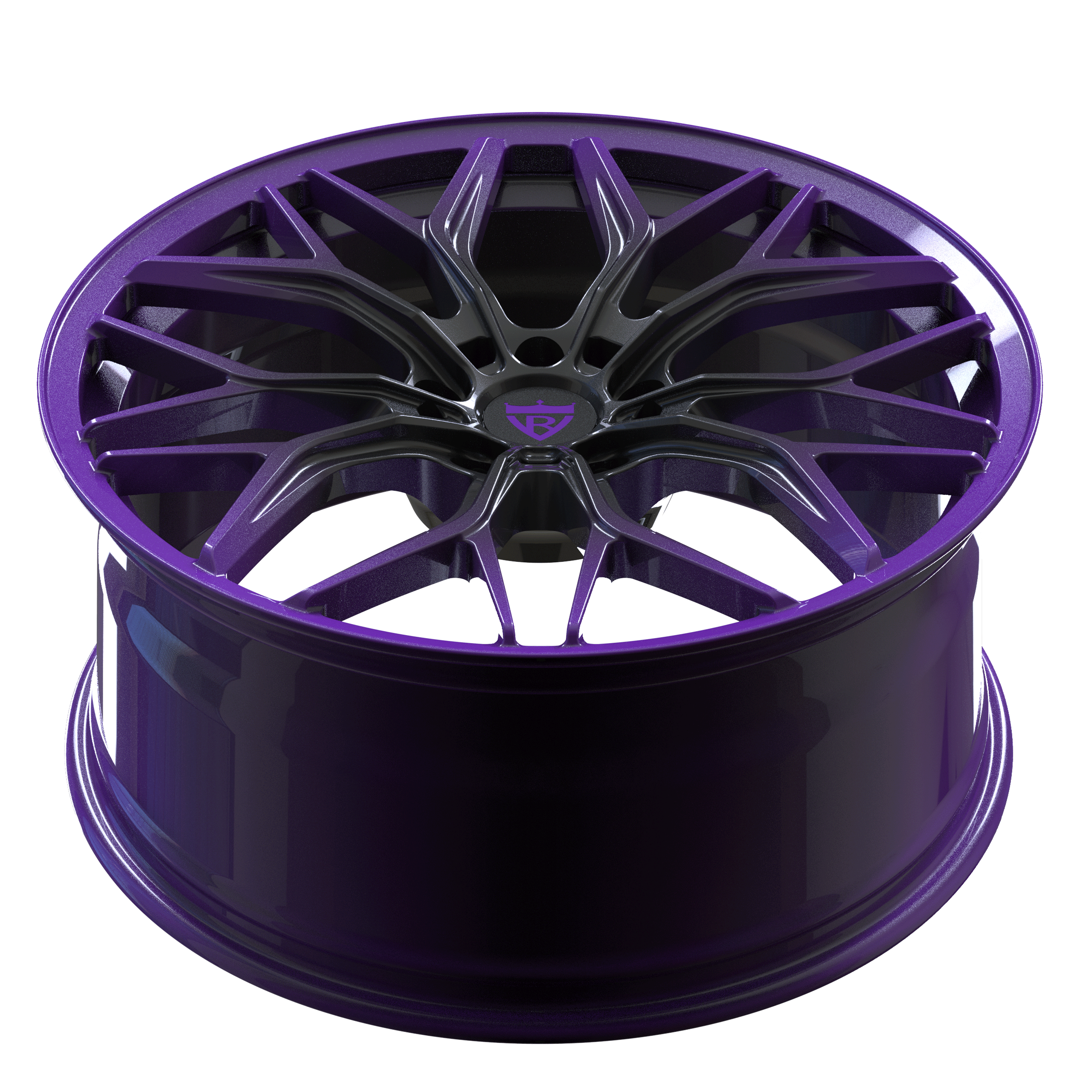 Custom forged monoblock wheel in purple and black, designed for Dodge Durango, 22-inch size.