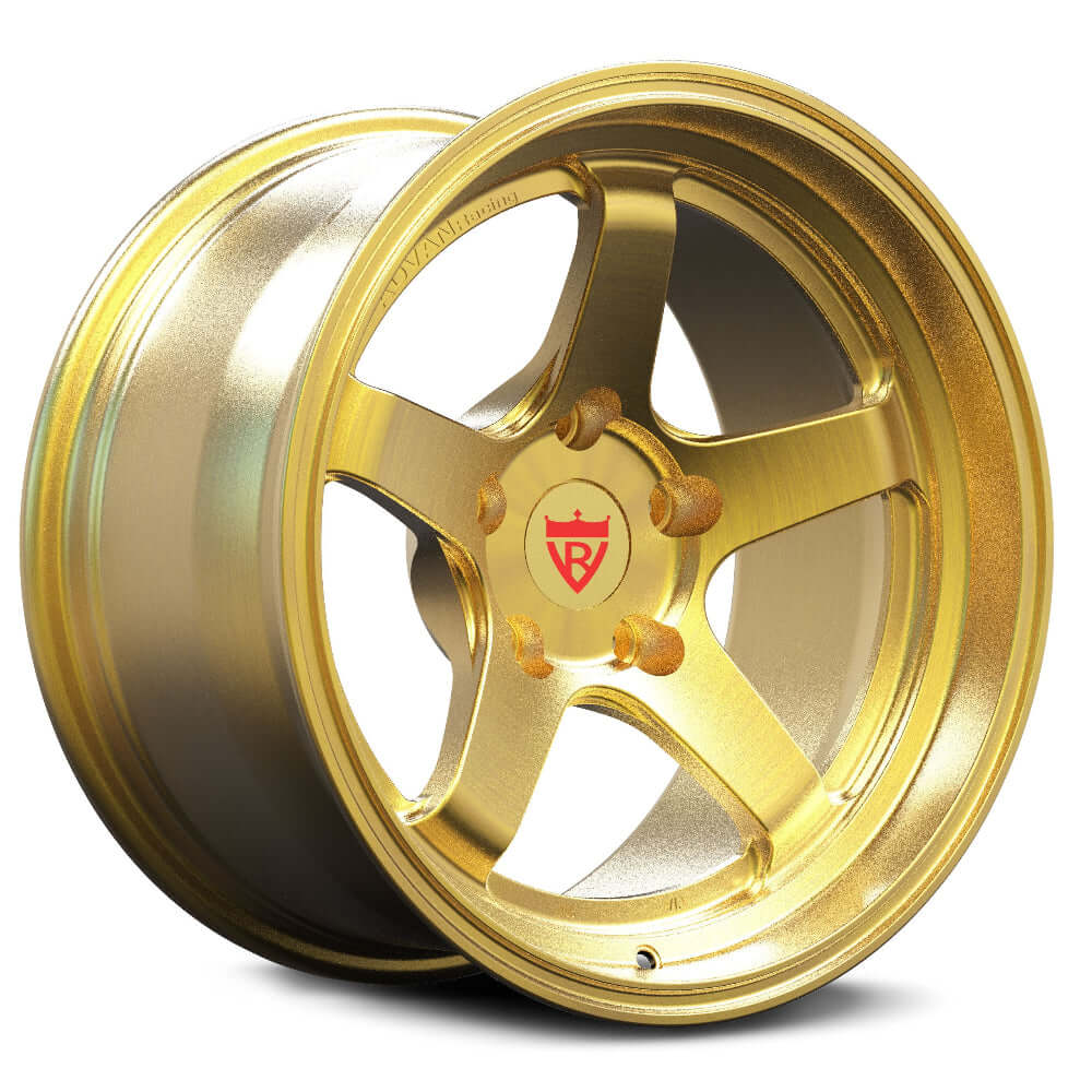 gold rims for jdm style cars-custom forged monoblock 5 spoke deep lip and concave performance wheels-RV-MJ201 Series