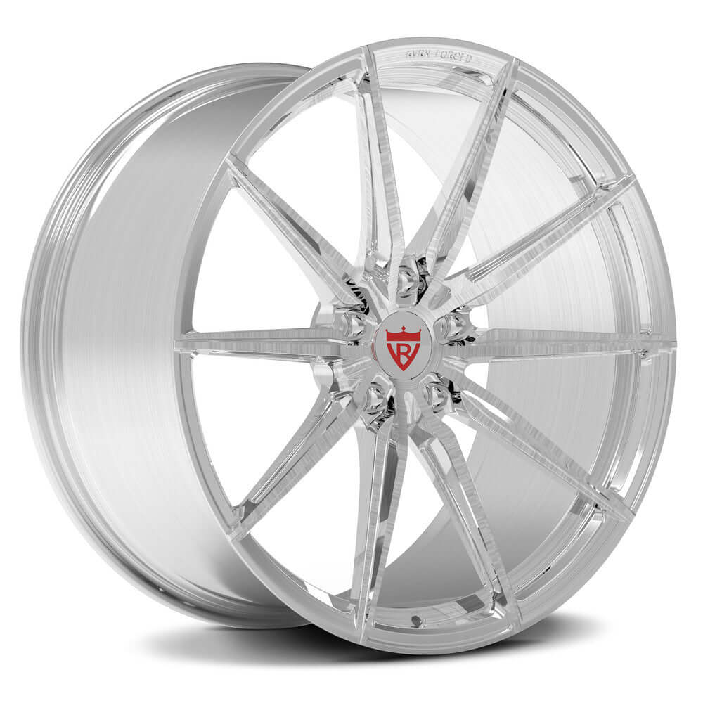 Custom forged 1-piece wheels, Audi performance aftermarket rims, showcasing a glossy finish and intricate design.
