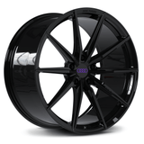 Custom forged black Audi wheel, perfect for performance aftermarket rims and concave design, compatible with Audi vehicles.