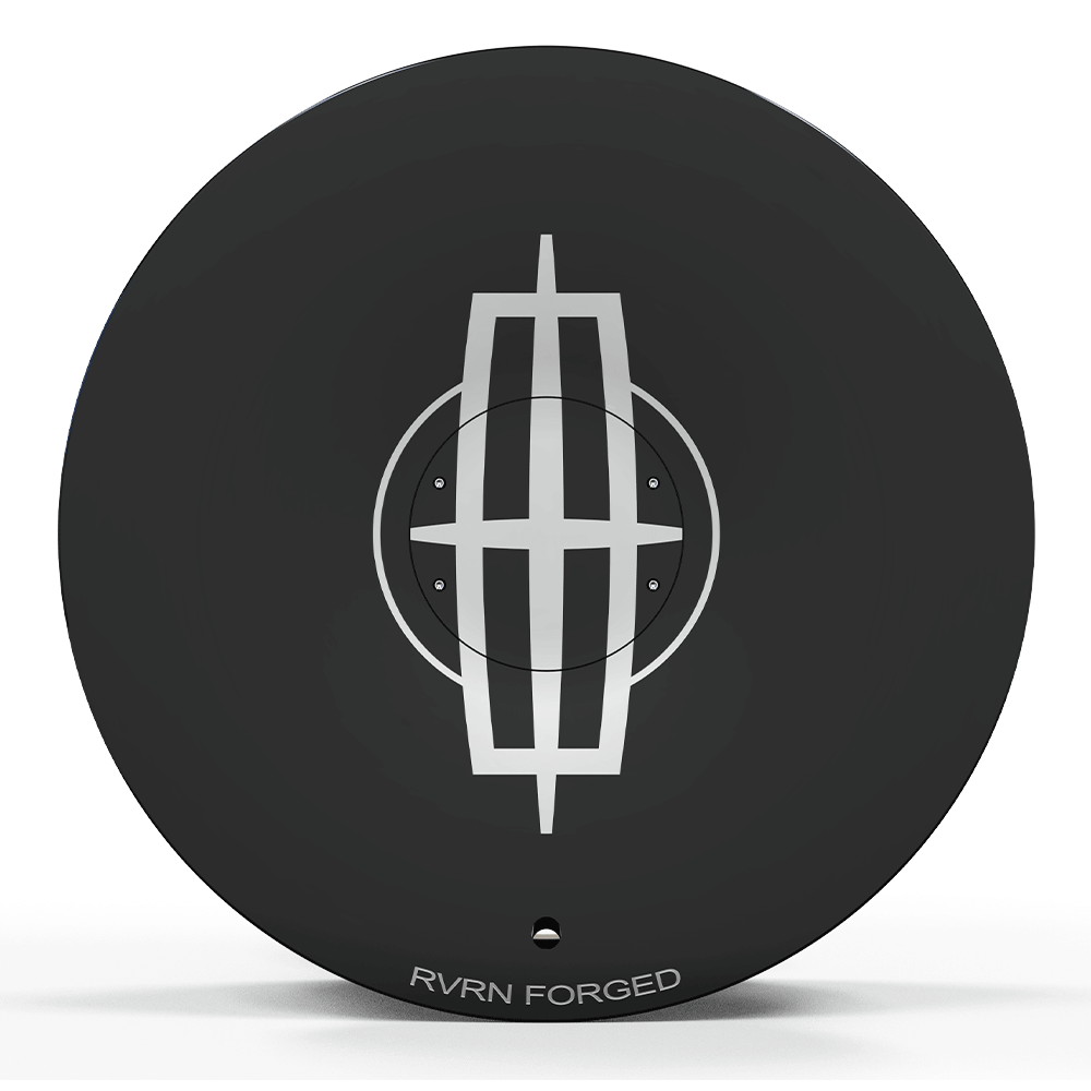 Custom forged monoblock full face wheel for Lincoln vehicles, featuring RVRN FORGED logo, sleek black finish.