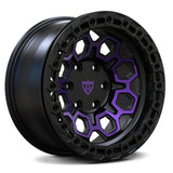 Custom forged truck wheel in black and purple finish, ideal for 2013 Ford F150 and other models.