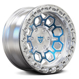 Custom forged wheel RV-MN284 with a unique blue and silver finish, ideal for trucks and SUVs.