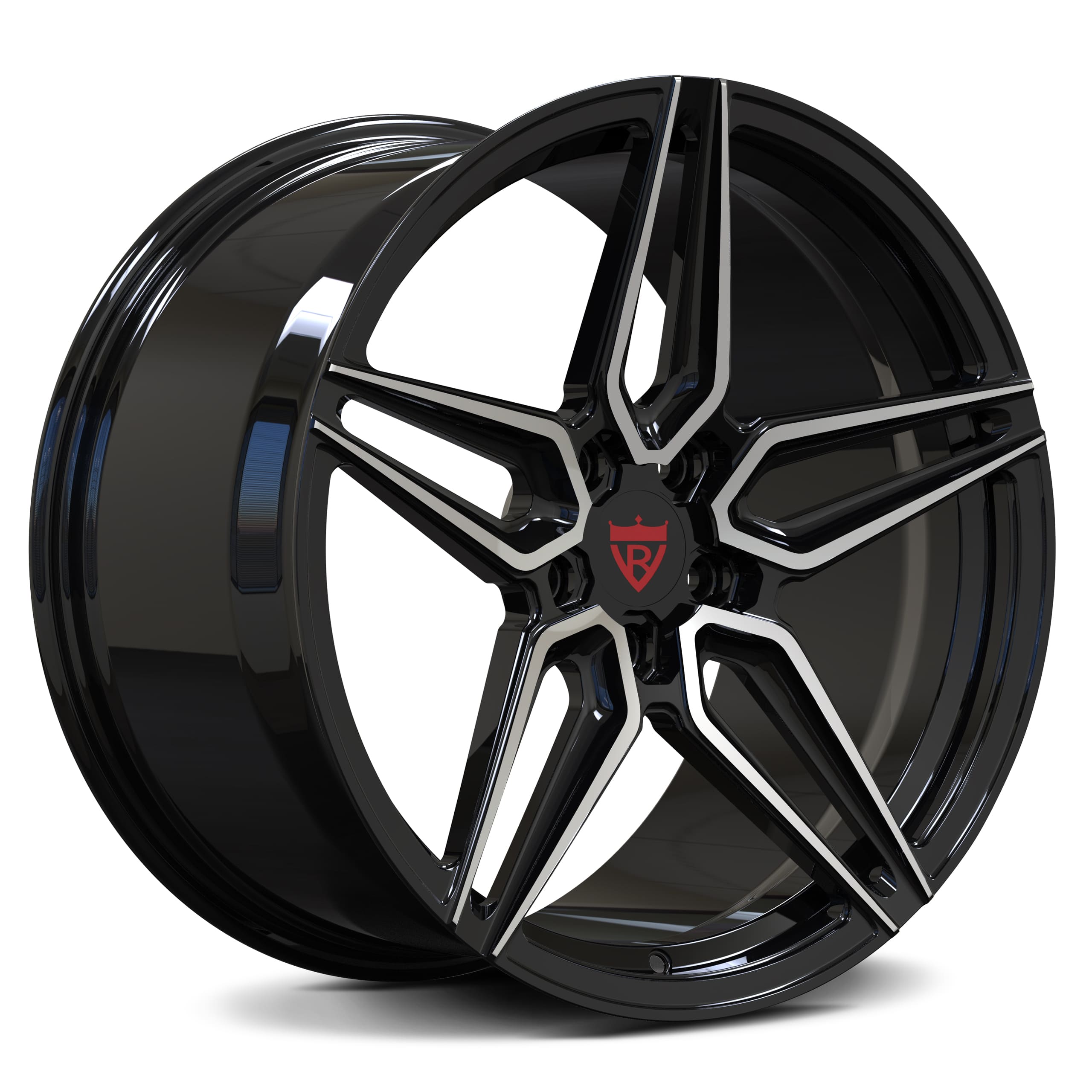 Custom forged 1-piece 5-star wheel design, available for Lexus IS350 and other vehicles, showcasing sleek black finish.