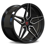 Custom forged 1-piece 5-star wheel design, available for Lexus IS350 and other vehicles, showcasing sleek black finish.