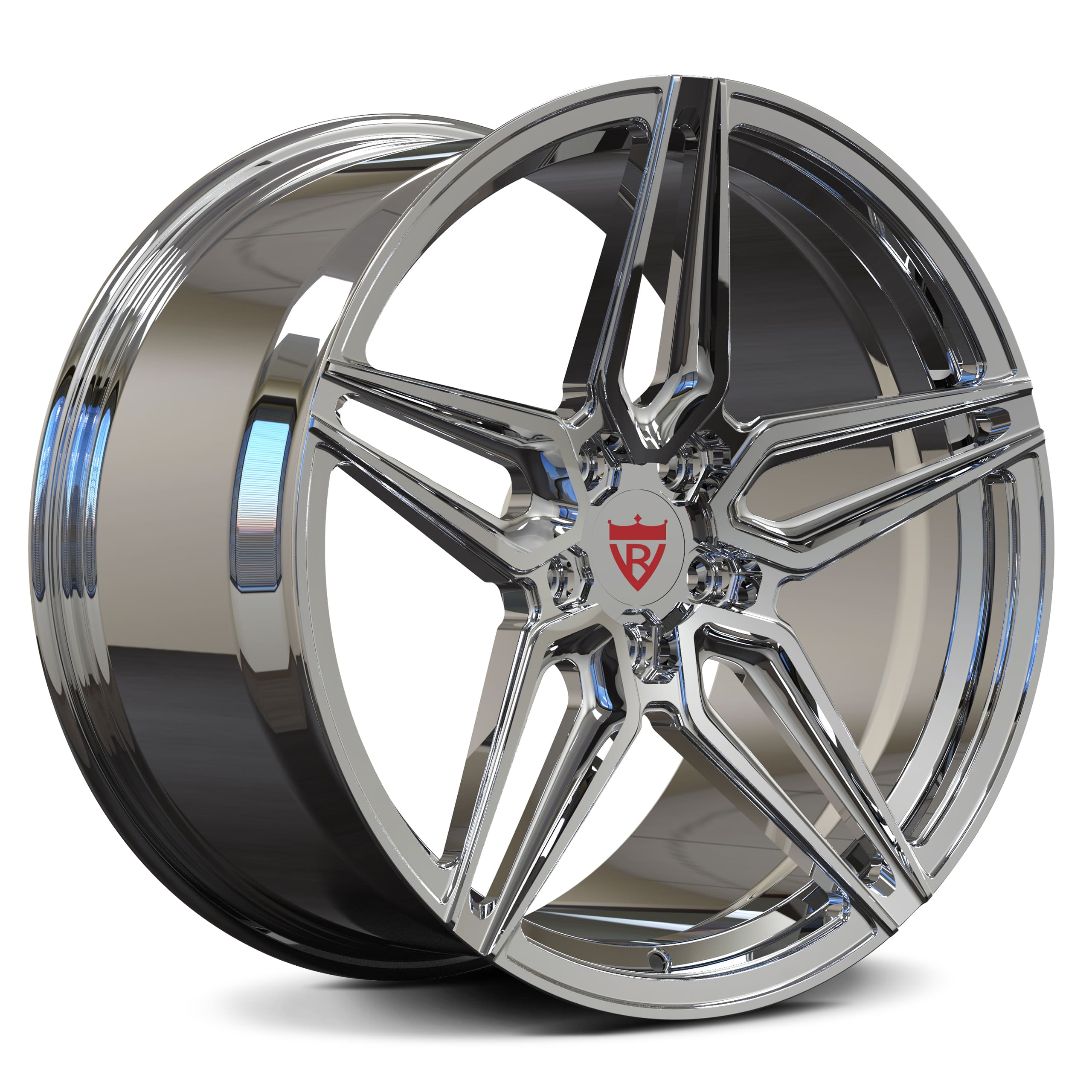 Custom forged 5-star wheels for Lexus IS350, showcasing a sleek chrome finish and precision engineering.