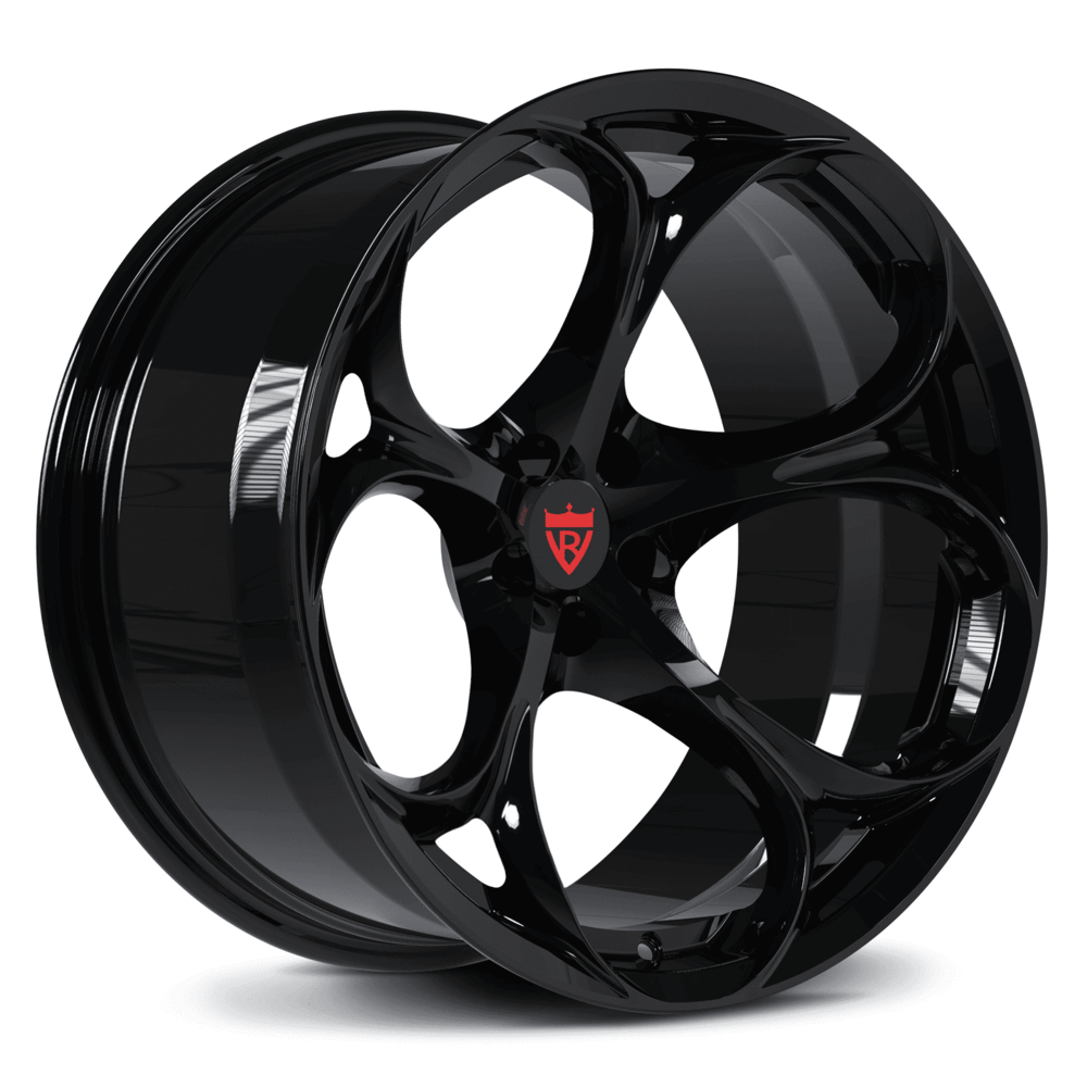 Custom forged black monoblock wheel for Alfa Romeo, featuring a sleek design and precision engineering.