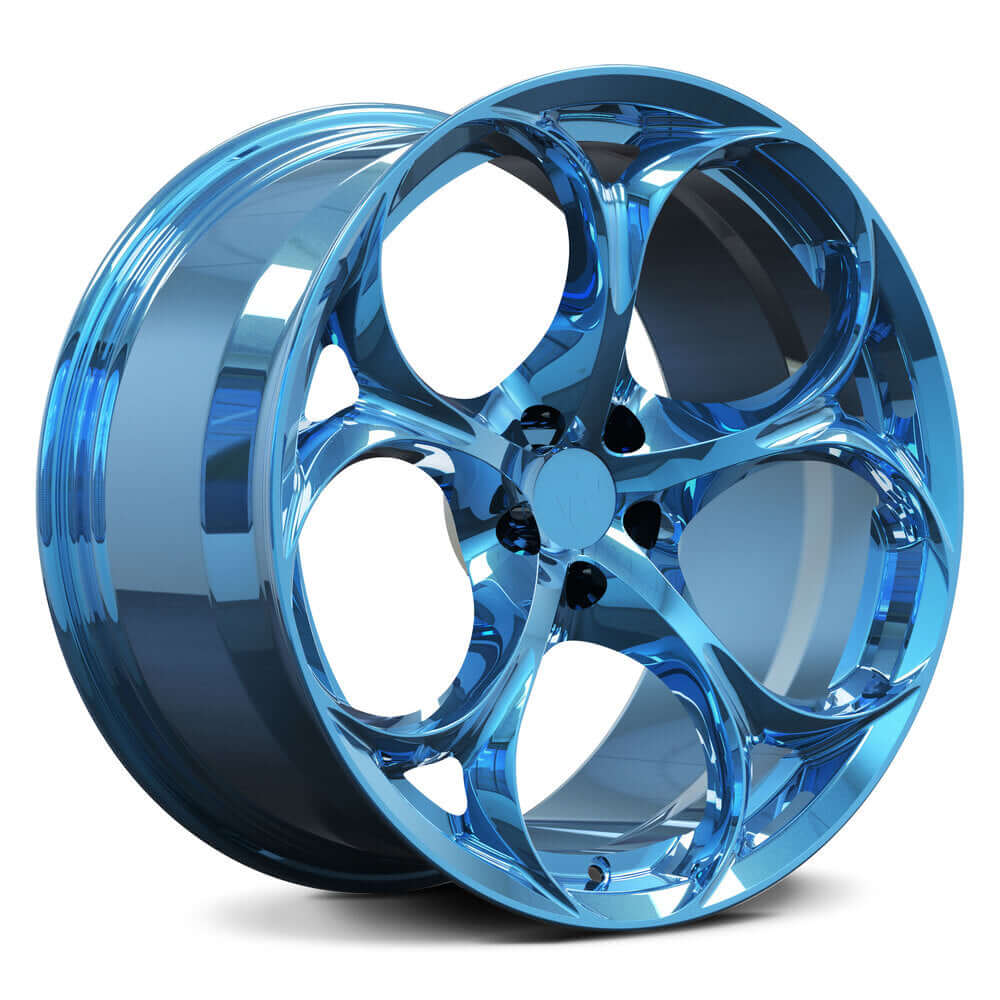 Custom forged monoblock wheel in blue finish, suitable for Tesla Model S, featuring stylish design and superior craftsmanship.