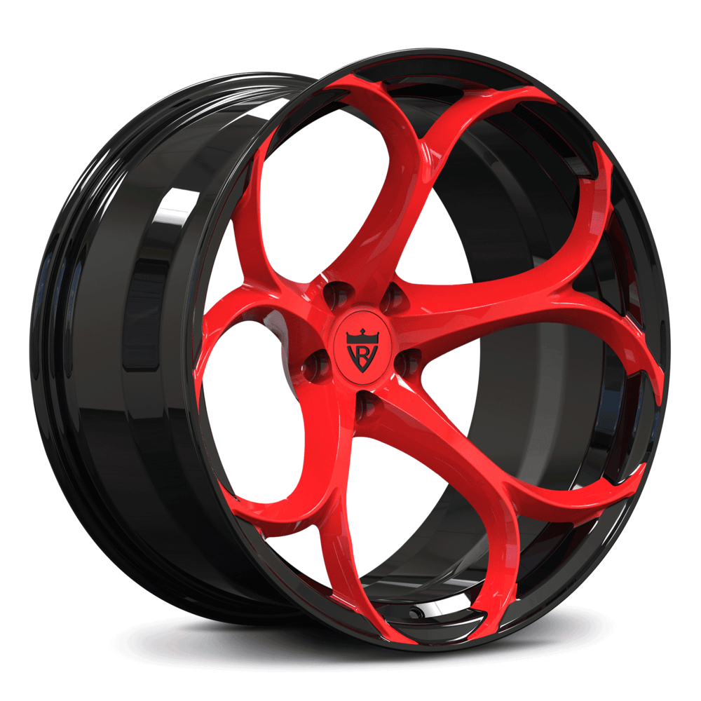 Red and black rims for Audi RS5, RVRN custom forged monoblock wheels series RV-MS016