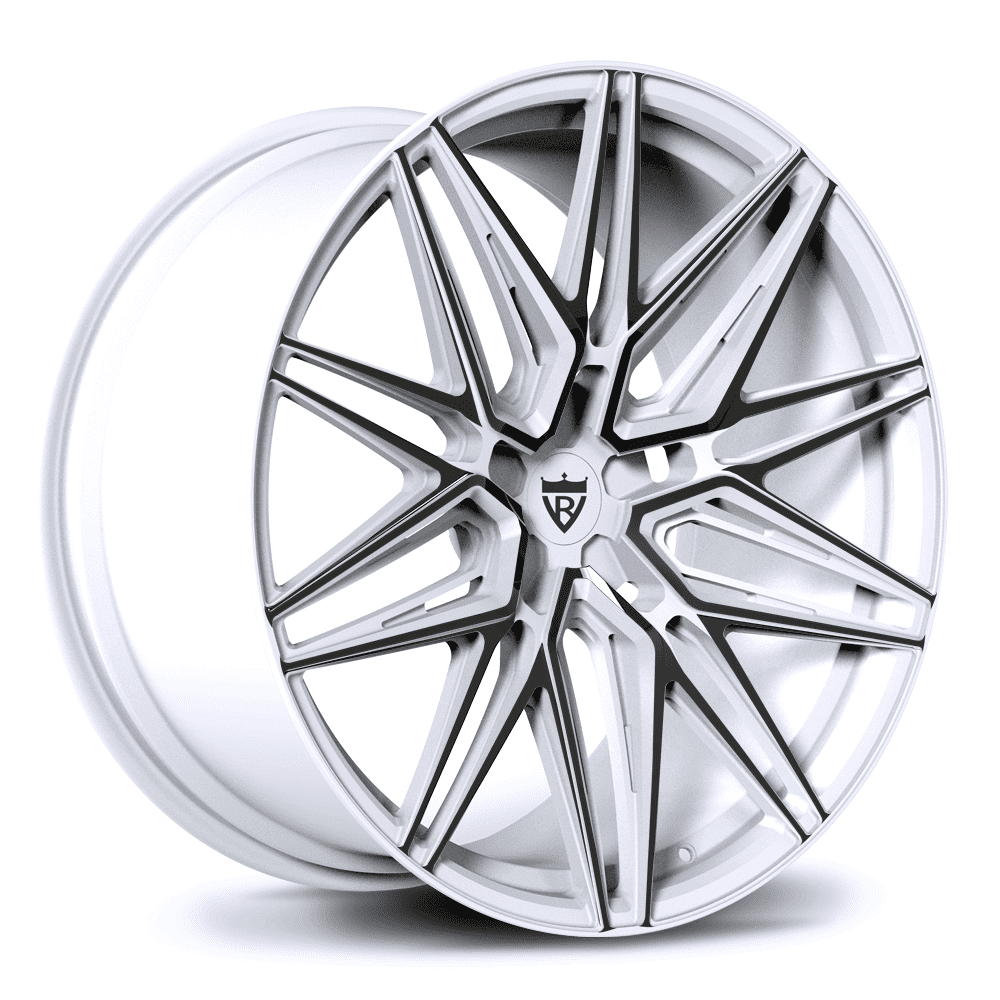 Custom forged monoblock wheel RV-MS808 in silver finish, designed for C7 Corvette, featuring an intricate multi-spoke design.