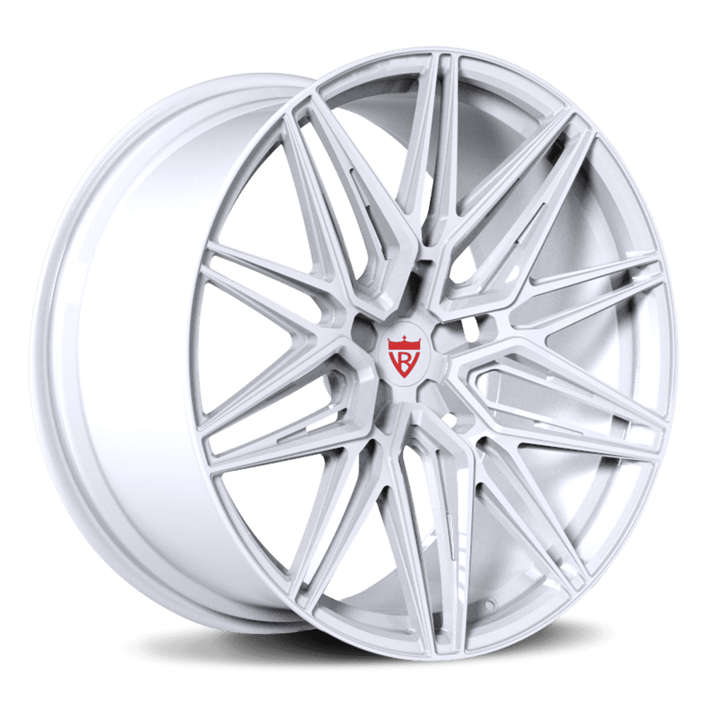 Custom forged monoblock wheel in white finish, designed for C7 Corvette and other vehicles, 15"-26" sizes available.