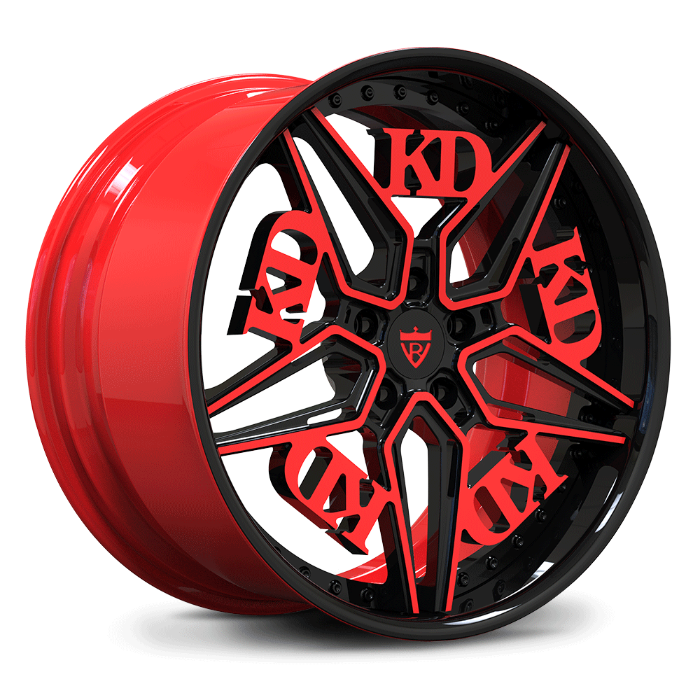 KD Forged Wheels on Corvette C8 Z51 – Deep Red and Black Finish