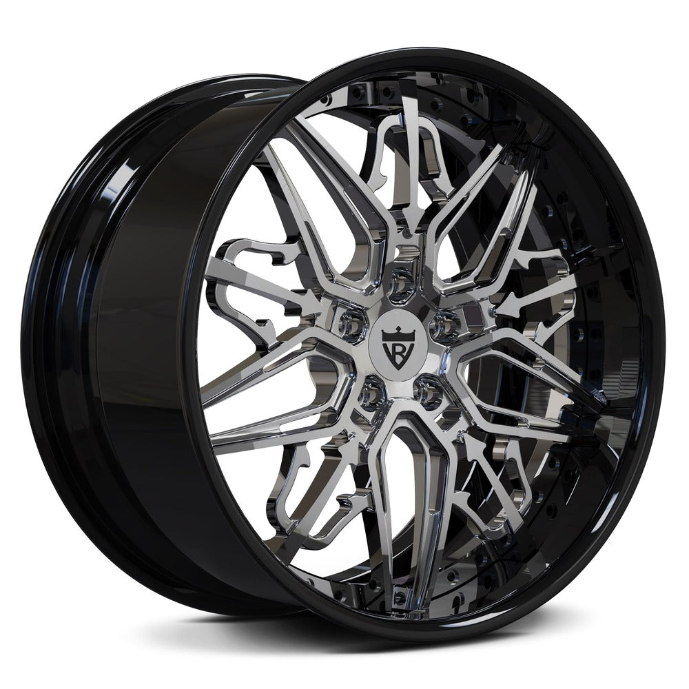 Custom forged 2-piece wheels for C7 Corvette Grand Sport, featuring sleek chrome finish and advanced design.