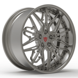 Custom forged Maserati RM-01 wheel with deep lip design and iconic Trident logo, ideal for Granturismo upgrades.