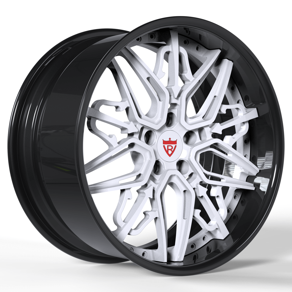 Custom forged Maserati wheel RM-01 featuring sleek design and iconic Trident logo for luxury performance upgrades.