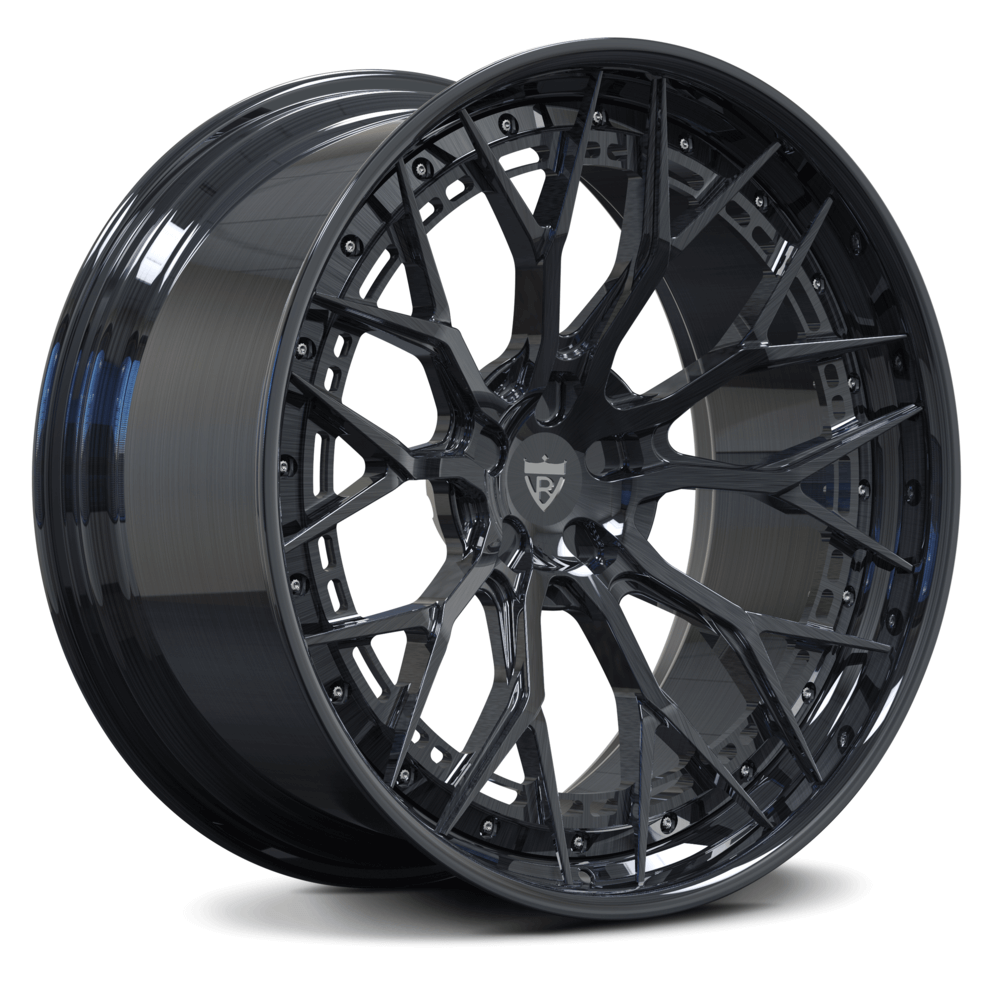 Custom 2-piece forged black wheels for Audi RSQ8 and Q8, featuring an aggressive multi-piece design.