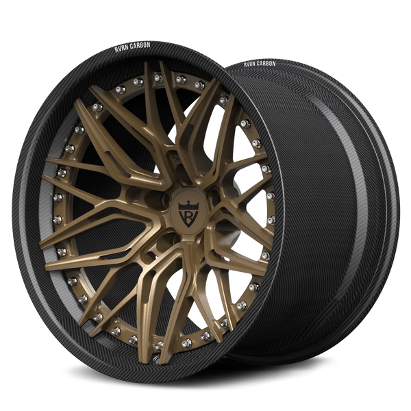 RVRN RV-C081 CF real carbon fiber deep concave forged wheel for performance vehicles with matte bronze center