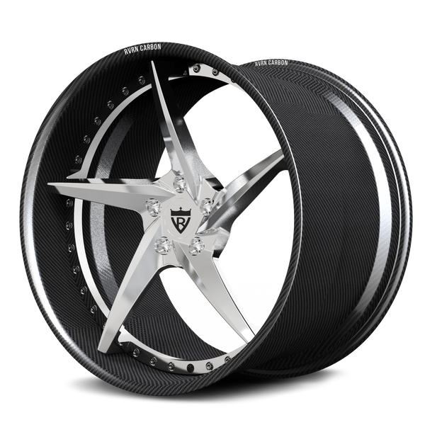 RV-DC35 CF carbon fiber 5-spoke forged wheel with polished finish for Porsche sports cars