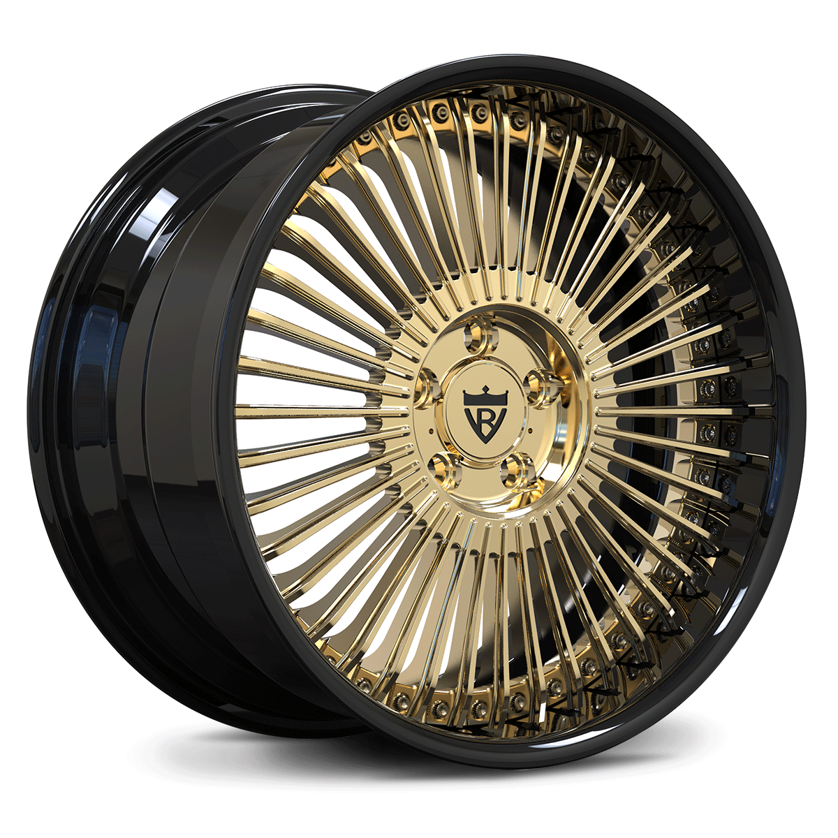 RVRN RV-DM05 polished lip forged wheel with frozen gold center