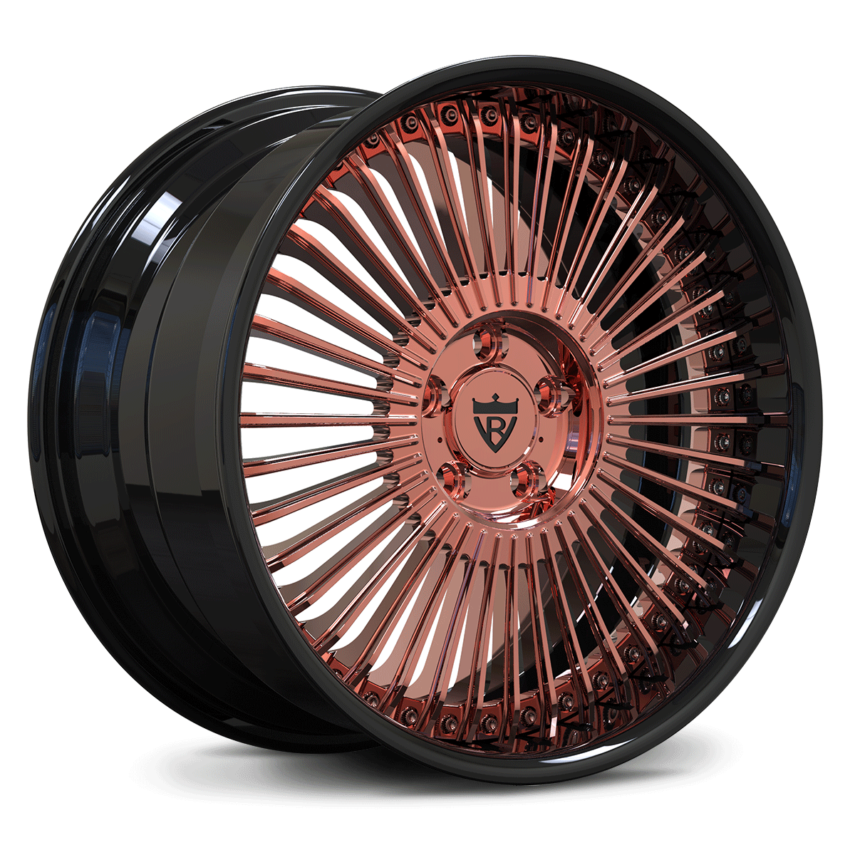 Gloss black forged wheels RV-DM05 in rose gold finishes