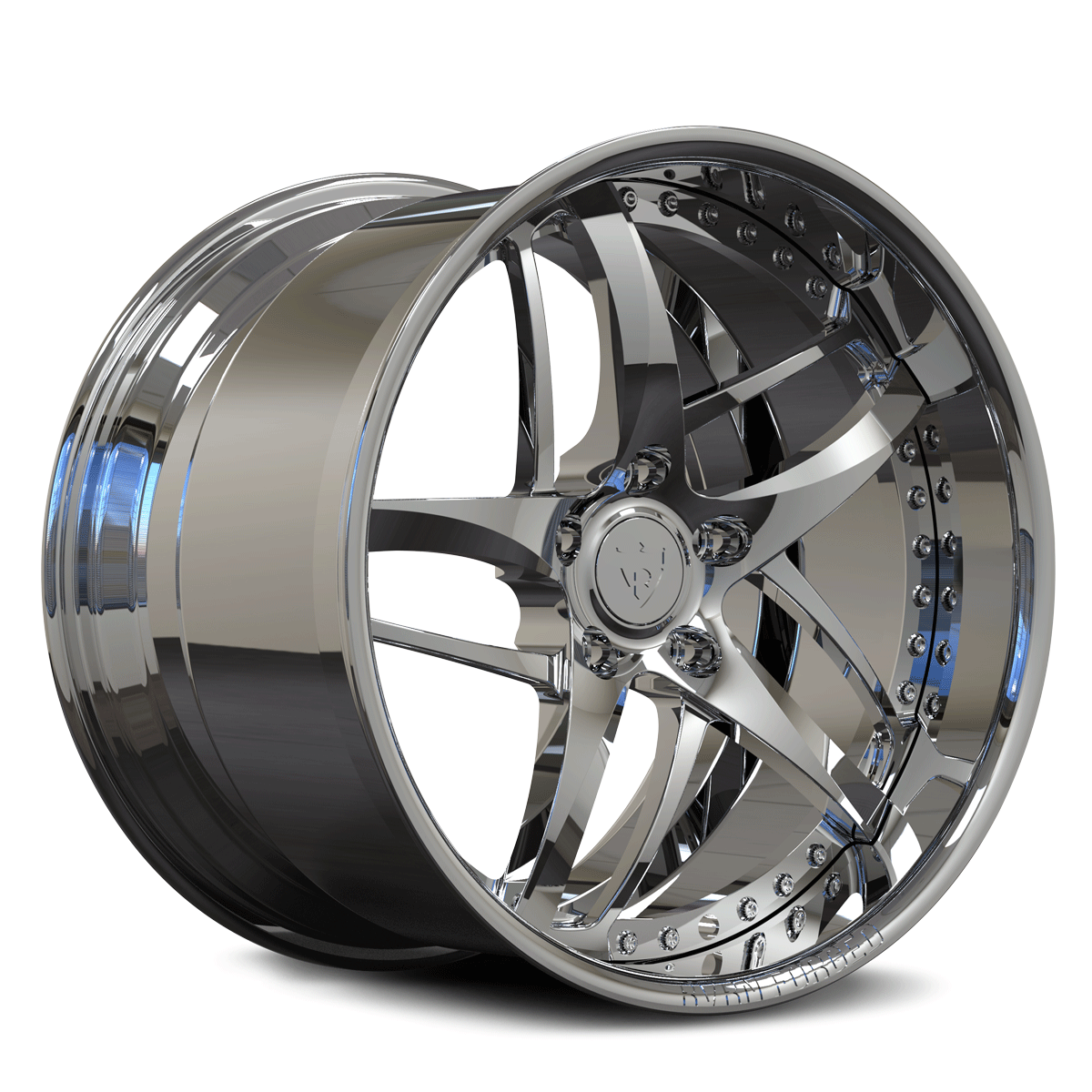 DC36D chrome deep dish forged wheel front view for classic cars and Corvette