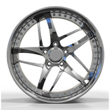 Side profile of DC36D deep dish chrome forged wheel for Corvette and vintage cars