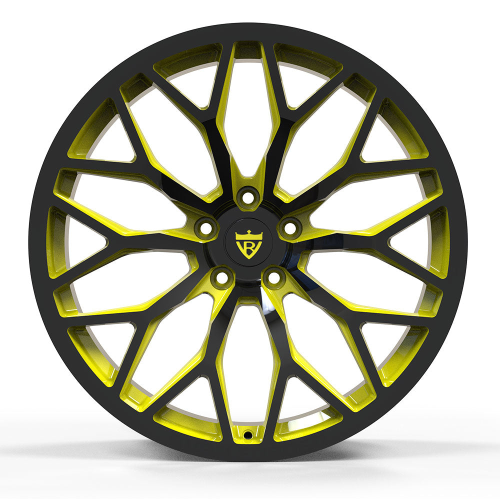 Close-up of two-tone deep concave forged wheel RV-MG122 for corvette bmw dodge cars