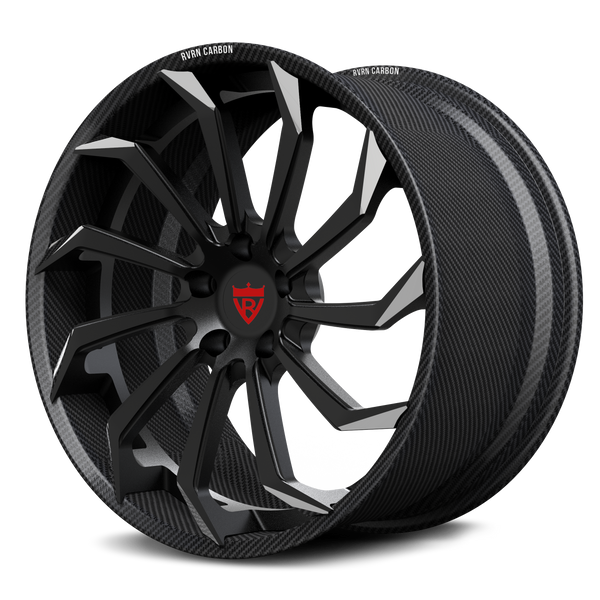 RVRN RV-DC01 CF dynamic multi-spoke carbon fiber matte black polished forged wheel for luxury sports cars