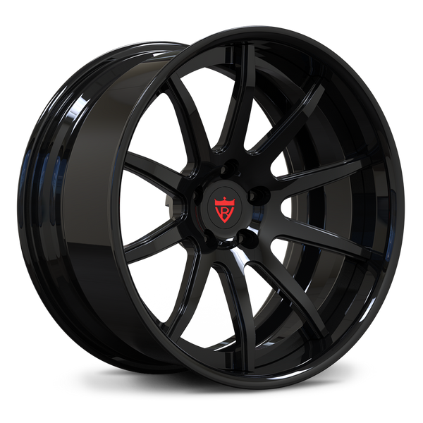 RVRN RV-DC70 custom forged deep dish rims in black finish for classic Chevy performance builds